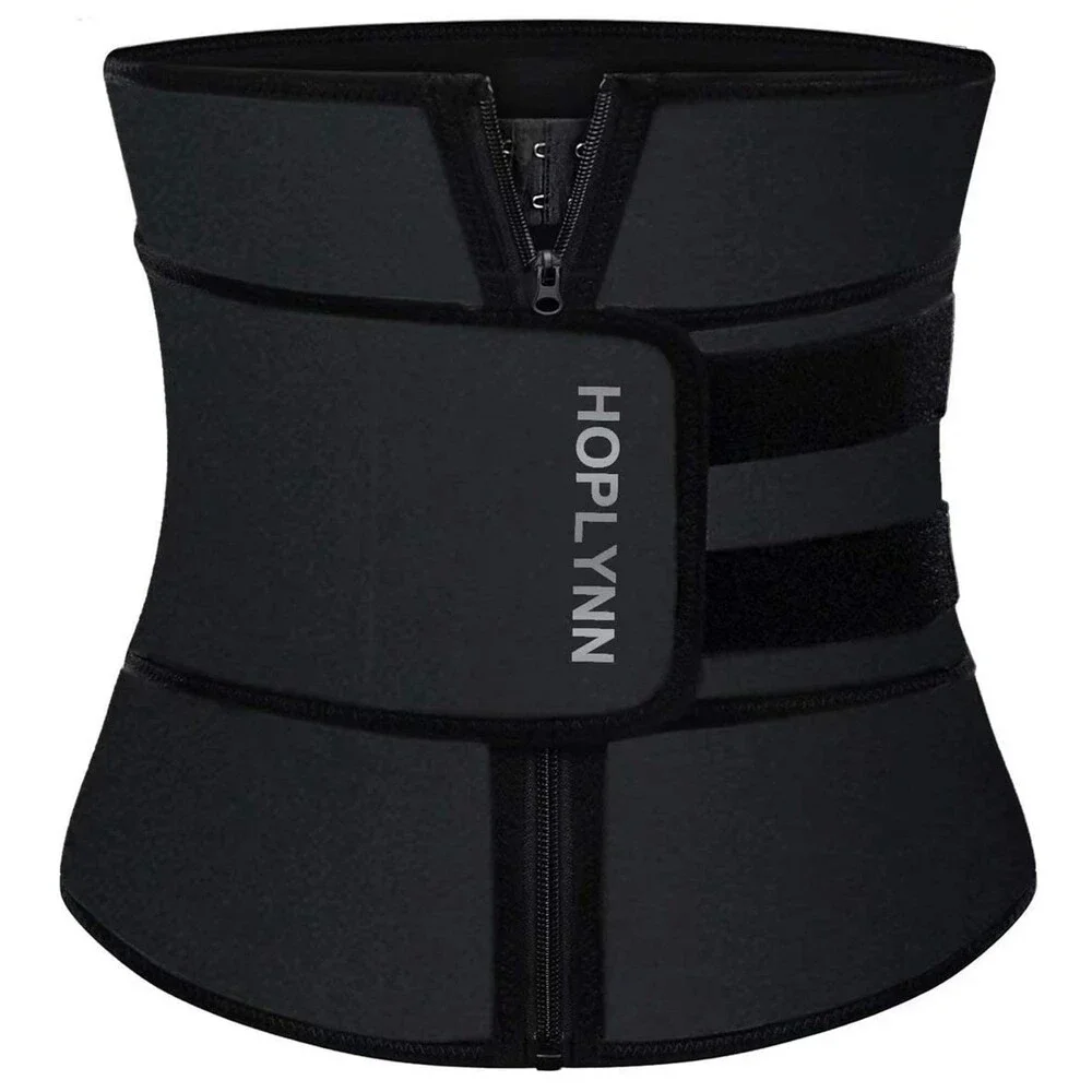 HOPLYNN Women's Black Neoprene Sweat Waist Trainer Corset Trimmer Shaper Belt L